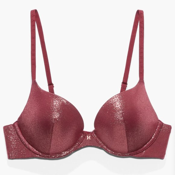 Savage X Fenty Core Microfiber Metallic Push-Up Bra in Red Cocoa Size 38B - NWT - Picture 1 of 7
